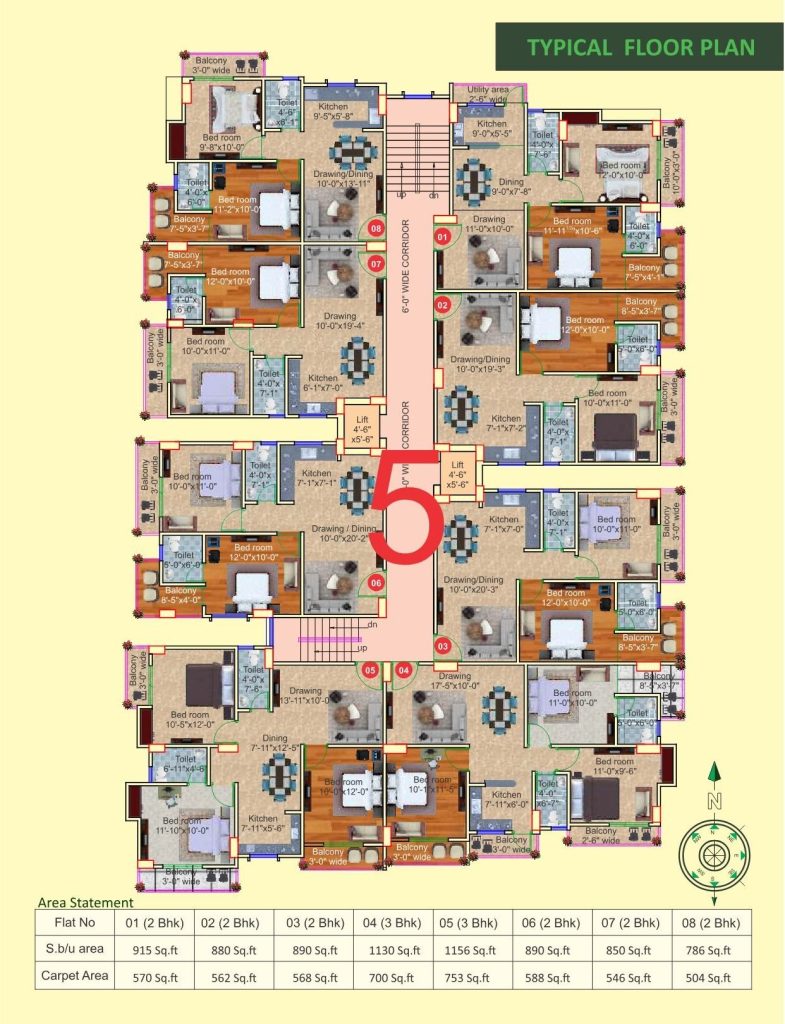 R.R. Beur Mansion, Beur, Patna — plan typical