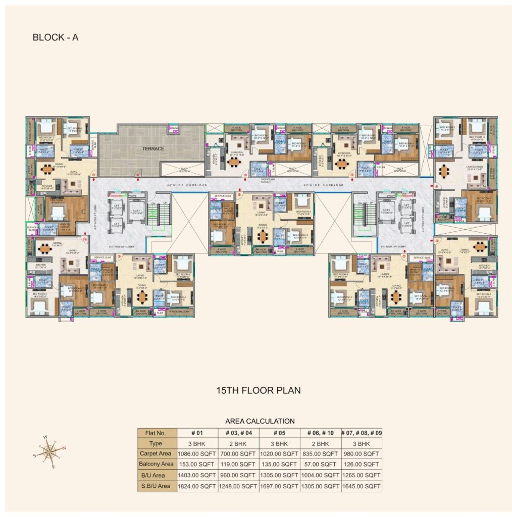R.R. HighLine Tower — 15th floor plan, Block A