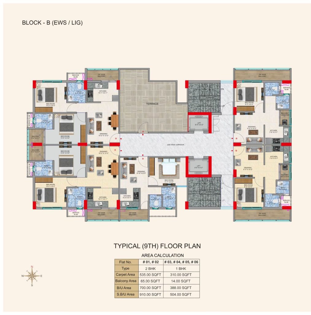 R.R. HighLine Tower — Block B 9th floor plan